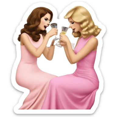 Lana del Rey & Taylor Swift drinking champagne pink dress sticker