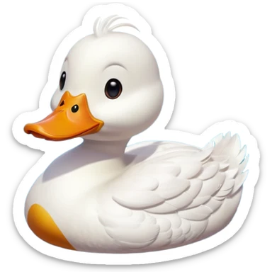 A 3D cartoon duck floating on a calm pond, soft ripples, rounded features, vibrant colors, cute and happy face, Memoji-style lighting. sticker