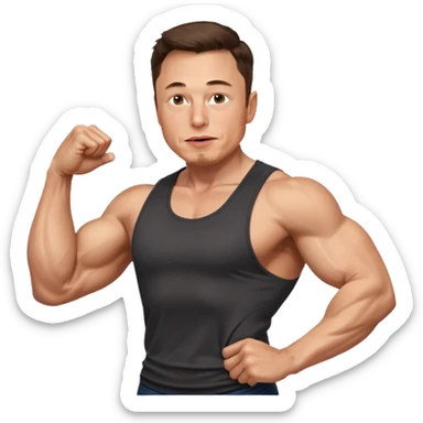 elon musk with abs flexing muscle sticker