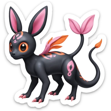 Shiny Duskull-Salandit-Umbreon-Sylveon-Fakémon-hybrid-creature (full body)  sticker