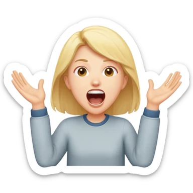 person with open mouth screaming with joy and excitement, raised hands sticker