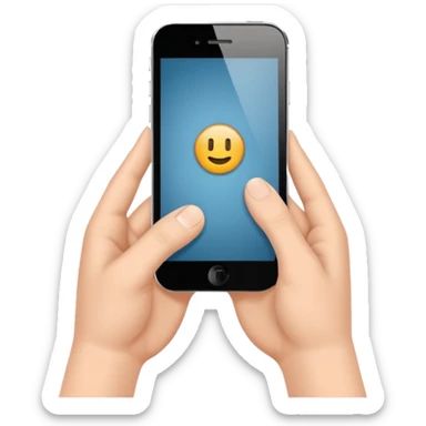 hands holding a cell phone in horizontal sticker