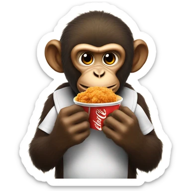 Monkey eating kfc fried chicken  sticker