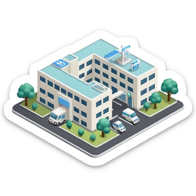 hospital isometric view sticker