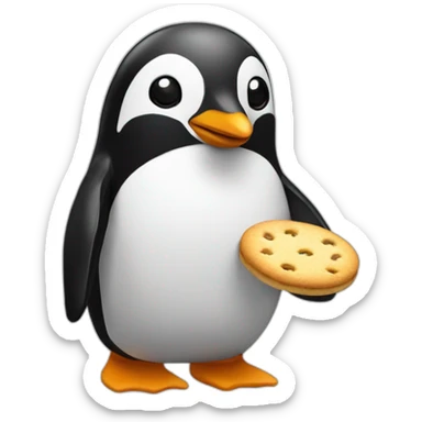 penguin eating penguin biscuits sticker