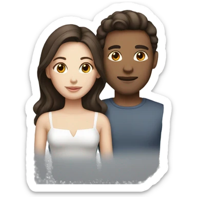 Brunette Couple with white skin sticker