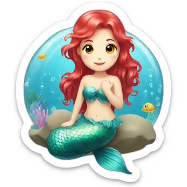 red haired cute kawaii mermaid sticker