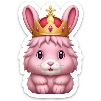 pink bunny with red crown sticker