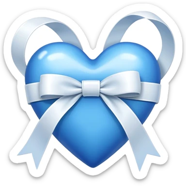 Blue heart with white ribbon sticker