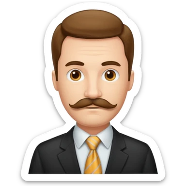 long mustached man with tie sticker