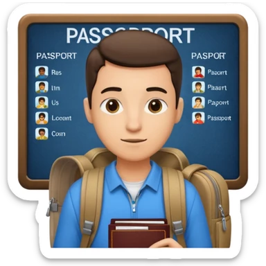 Traveler character with Looking toward a departure board  sticker