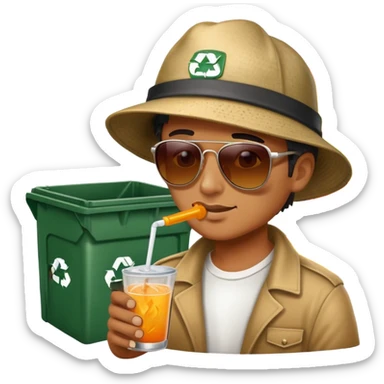 Man sipping a drink while a dumpster is on fire in the background sticker