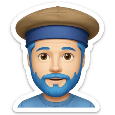 brad pitt, blue hair, hat, beard sticker
