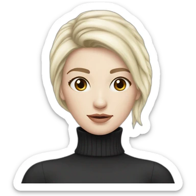 pale skin beatifull woman turtleneck sticker