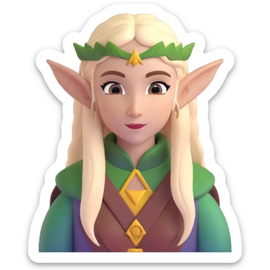 female elf with long hair and pointed ears sticker