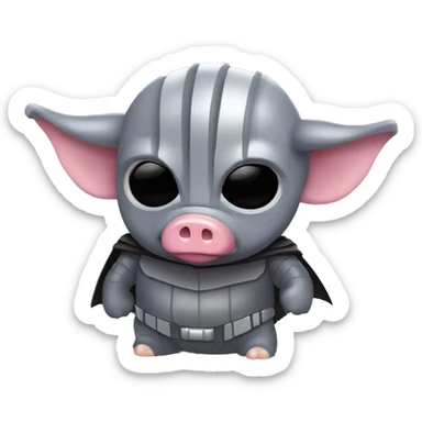 Lavender gray Pig darth Vader mask face pig armadillo trotting darth Vader fanned tail feathered tail pig armadillo darth Vader face sticker
