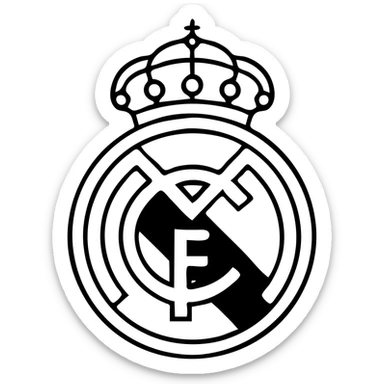 Real Madrid crest, minimal black outlined icon, no fill sticker
