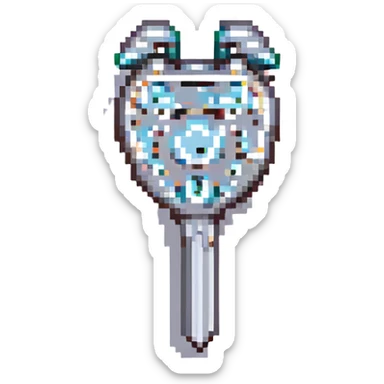 lockpick in Minecraft style, blocky, pixelated, metallic gray sticker