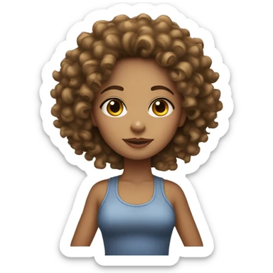 Thick light skin curly haired girl sticker