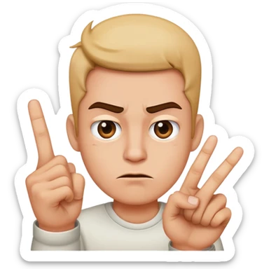 Mad face while holding up a middle finger sticker