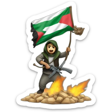 Palestinans destroying israel sticker