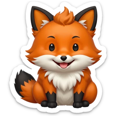 Floofy the Creampuff fox blackish away laughing, chubby. Black paws orange color sticker