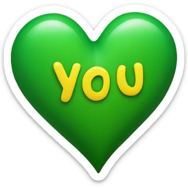 i love u in green heart yellow text sticker