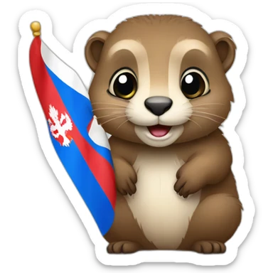 cute marmot with serbian flag sticker