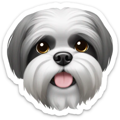 Shih tzu bushy grey and black face sticker