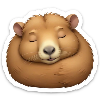 Meme-Worthy cute Sleeping Capybara Portrait Emoji, Head resting peacefully with a contented smile, showcasing luxuriously soft, fluffy fur and eyes gently closed in serene slumber, Simplified yet hilariously adorable features, highly detailed, glowing with a soft, drowsy natural light, high shine, relaxed and utterly lovable, stylized with an air of playful laziness, bright and heartwarming, soft glowing outline, capturing the essence of a sleeping capybara that feels destined to become the next viral sensation of adorable rest! sticker