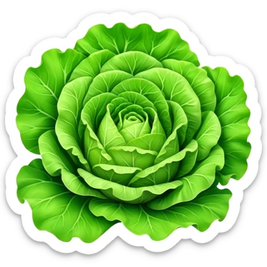 Cinematic crisp green lettuce, fresh and leafy, slightly curled edges, detailed textures, vibrant and refreshing, ultra-realistic and inviting. sticker
