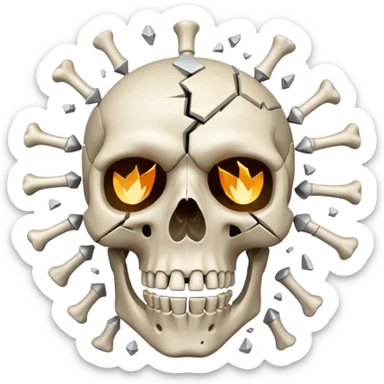 Explode skeleton head sticker