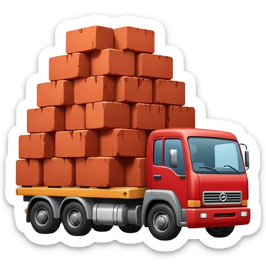 A truck with a huge amount of bricks sticker