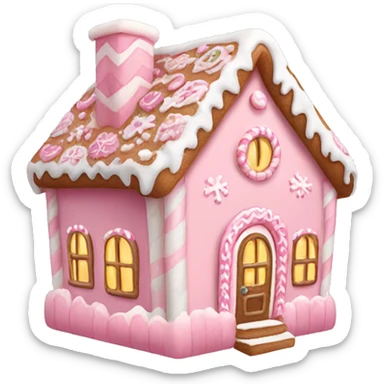 pastel pink gingerbread house sticker