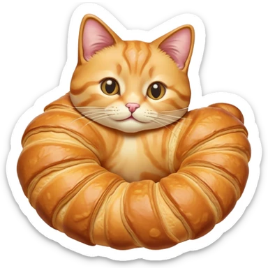 cat shaped like a croissant sticker