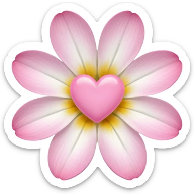 clear white flower with mini pink heart center  sticker
