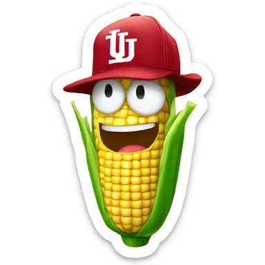 Corn on the cob with an IU Hoosiers hat on sticker