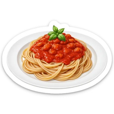 spaghetti with tomato sauce on a white plate

 sticker