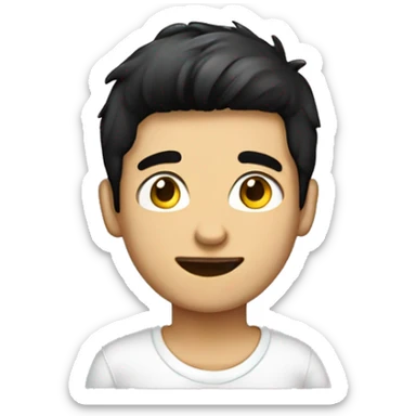 Graphic Designer boy have a black hair with laptop sticker