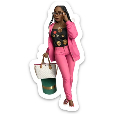 girl adjusting her glasses sticker