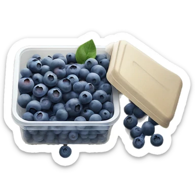 small blueberries in plastic container organic farmer’s market realistic soft textures sticker