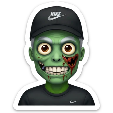 Faça um zombie com uma blusa da Nike preta com um boné preto da Nike tbm, que o zombie tenha dentes de prata  sticker