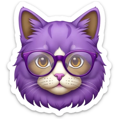 purple cat wearing glasses sticker