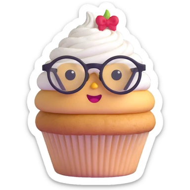 cupcake with oversized glasses, playful expression sticker