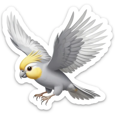 cockatiel bird flying happily sticker