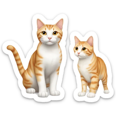 White and orange tabby next to cream tabby full body sticker