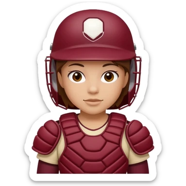 Softball catcher in maroon uniform sticker