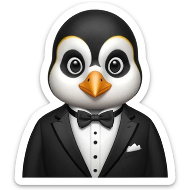 create a genius penguin wearing a classic Dior suite sticker