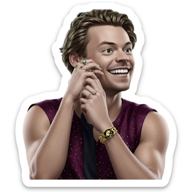 smiling boy with jewelry sticker