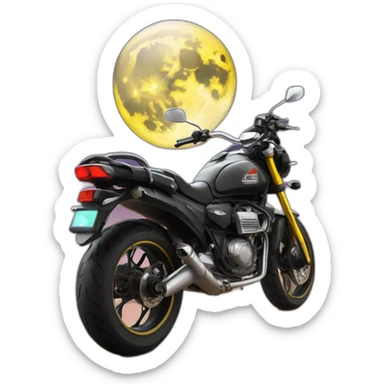 Motorrad auf dem mond sticker